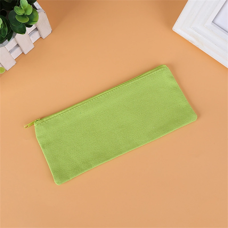 Customize Wholesale Recycled Simple Fabric Canvas Cotton Cosmetic Makeup Toiletry Office School Children Drawing Pen Box Packaging Storage Pouch Gift Zipper Bag