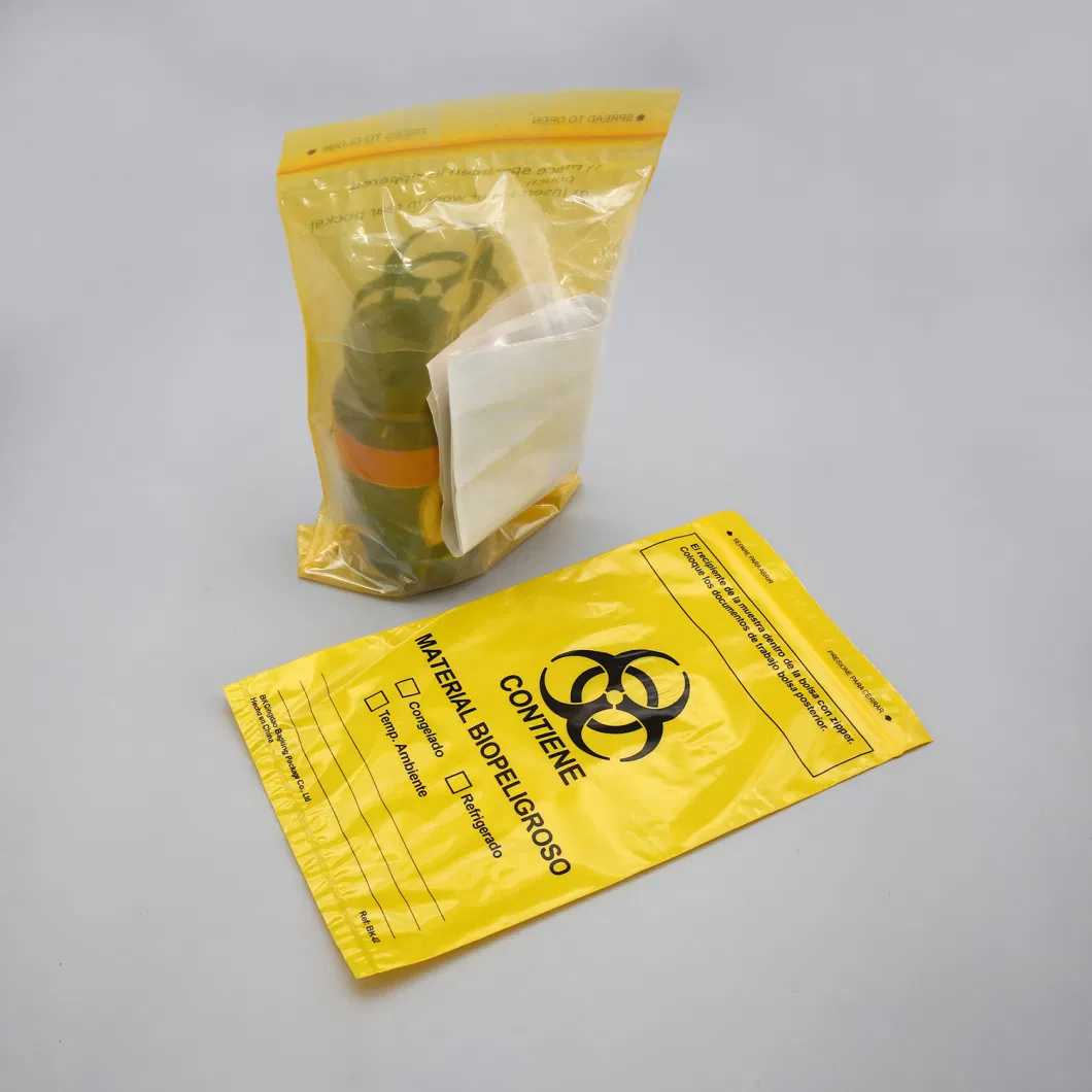 Biohazard Specimen Bag Medical Customized Plastic Biohazard Specimen Bag / Laboratory Use Kangaroo Plastic Bag