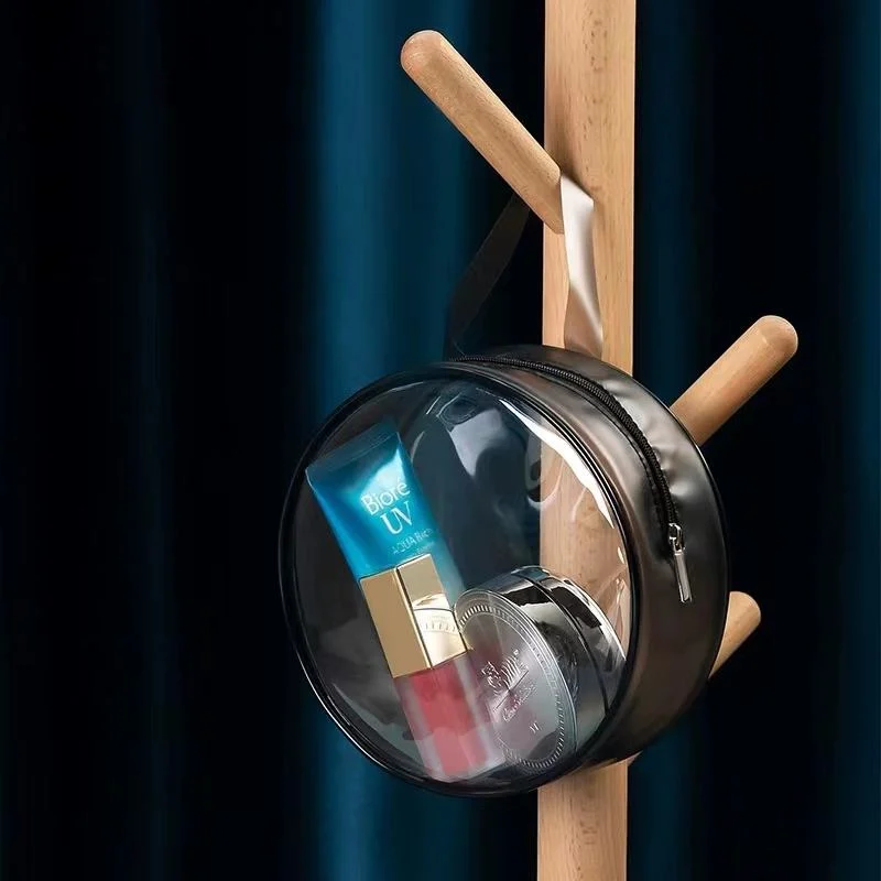 Round PVC Cosmetic Storageclear Transparent Makeup Goods Holder Waterproof Bag