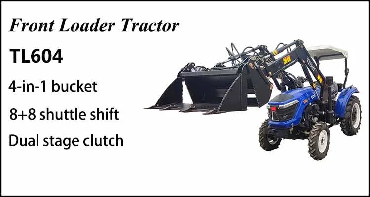 New Product Excellent Quality 4WD Mini Farm Tractor with Front Ender Loader, 4 In1 Bucket