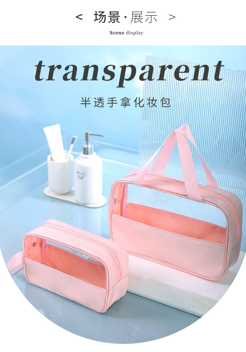 Custom Logo PU PVC Waterproof Trip Black Toiletry Ladies Pouch Kits Women Luxury Beauty Makeup Bag Pink Girl Travel Clear Cosmetic Bags