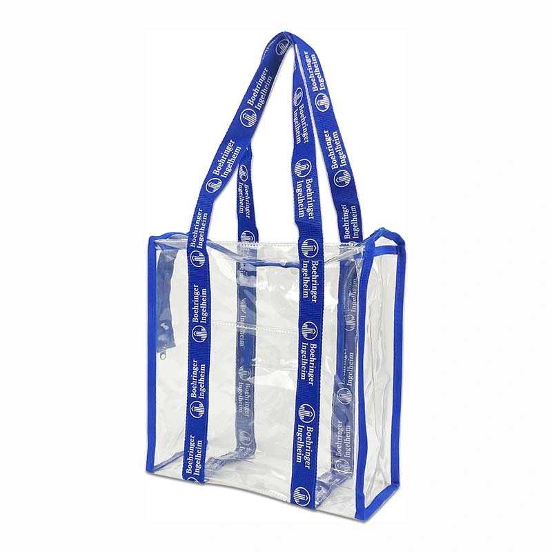 Custom Logo Printing PVC Transparent Tote Clear Shopping Bags with Zipper Pockets Clear Shopping Bag PVC Tote Bag