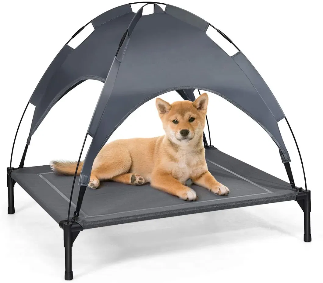 Dog Bed Indoor Outdoor Cooling Elevated Pet Air Cot with Removable Canopy Shade Tent