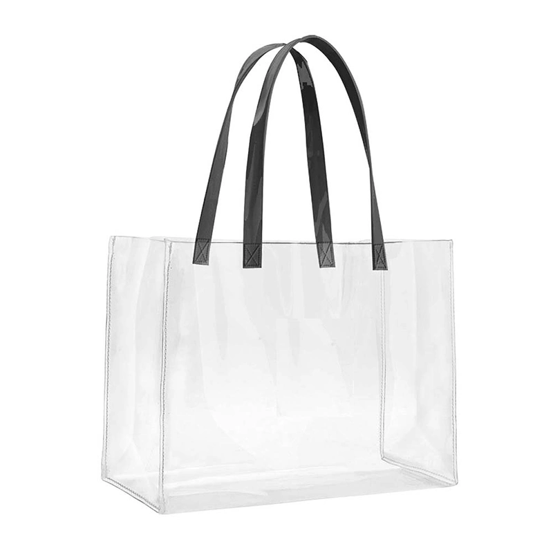 Custom Printed Logo Clear PVC Tote Bag Shopping Bag Waterproof Transparent Shoulder Handbag Gift Bag