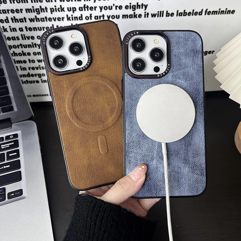 Magnetic Velvet Series Leather Phone Case for iPhone