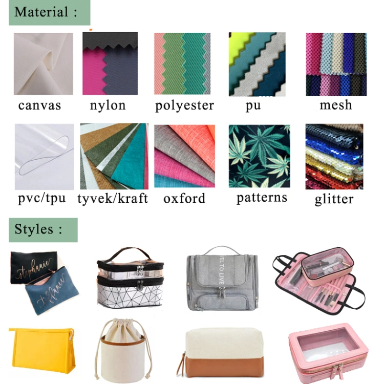 Custom Logo PU Leather Cosmetics Bags Plain Toiletry Makeup Bag Women