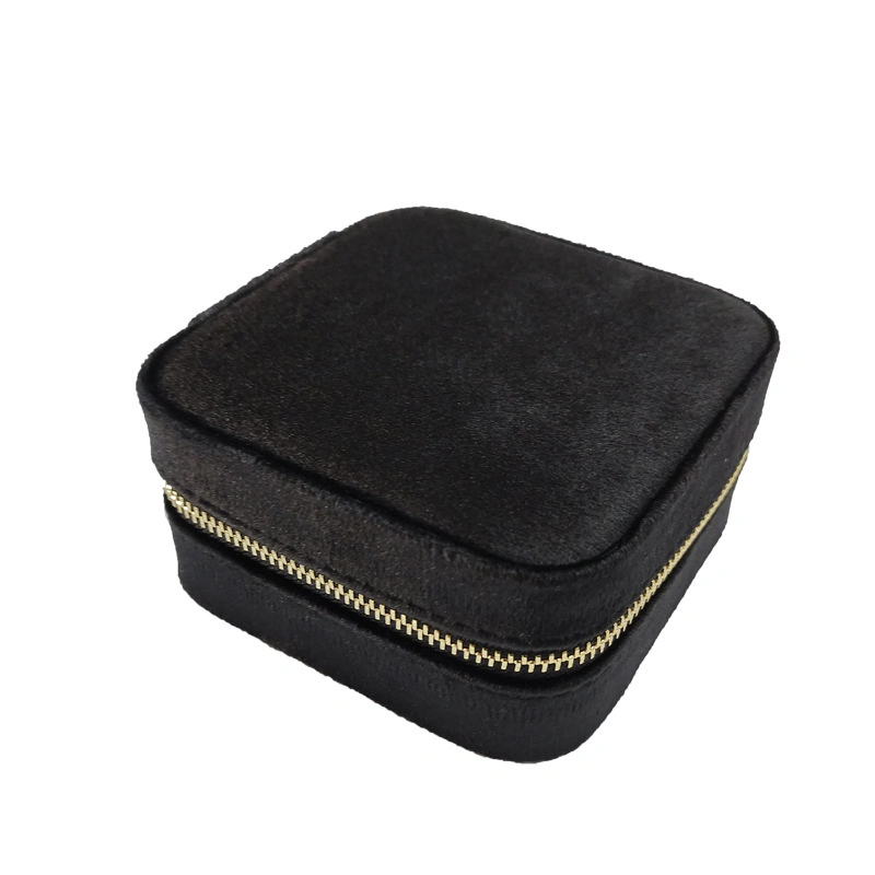 Custom Portable Velvet Travel Jewelry Box Ring Earring Jewelry Box Mirror Square Jewellery Storage Case