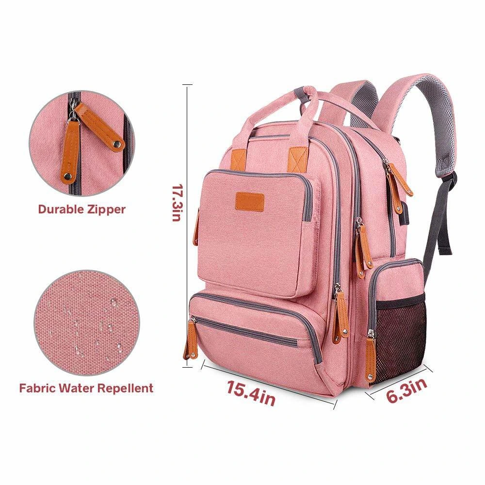 Best Seller Pink Stylish Diaper Bag Backpack, Multi Function Waterproof Travel Bag