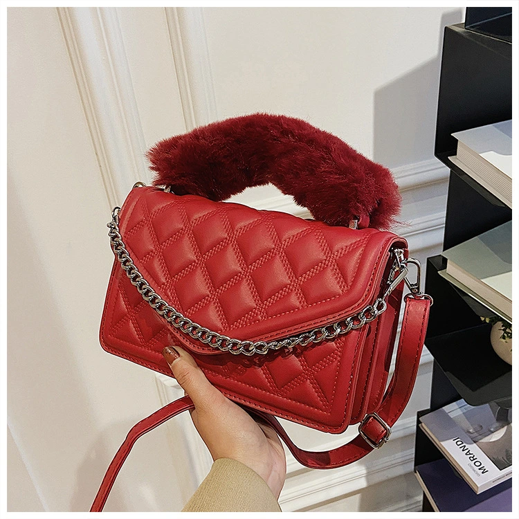 (WD0796) Designer Furry Clutch Bags Women Luxury Cosmetic Hand Bags Korean Leather Purses and Handbags Fashion Ladies Shoulder Tote Bags