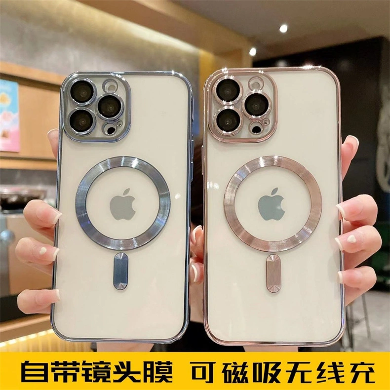 Magsafe Magnetic Attraction Charge Transparent Clear Camera Protector Phone Case for iPhone 11 12 Mini 13 PRO Max 14 Plus 15 Cover