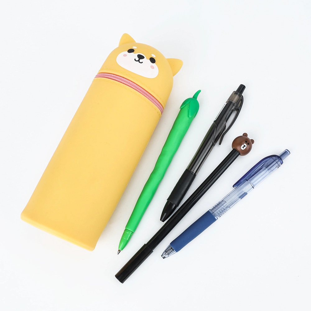 Cute Design Pen Holder Stationery Bag Organizer Standing Silicone Pencil Case