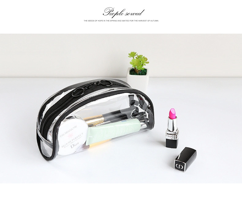 Wholesale OEM Cheap Portable Clear PVC Makeup Bag Zipper Waterproof Transparent Plastic Packaging Box Travel Storage Pouch Cosmetic Toiletry Bag with Handle