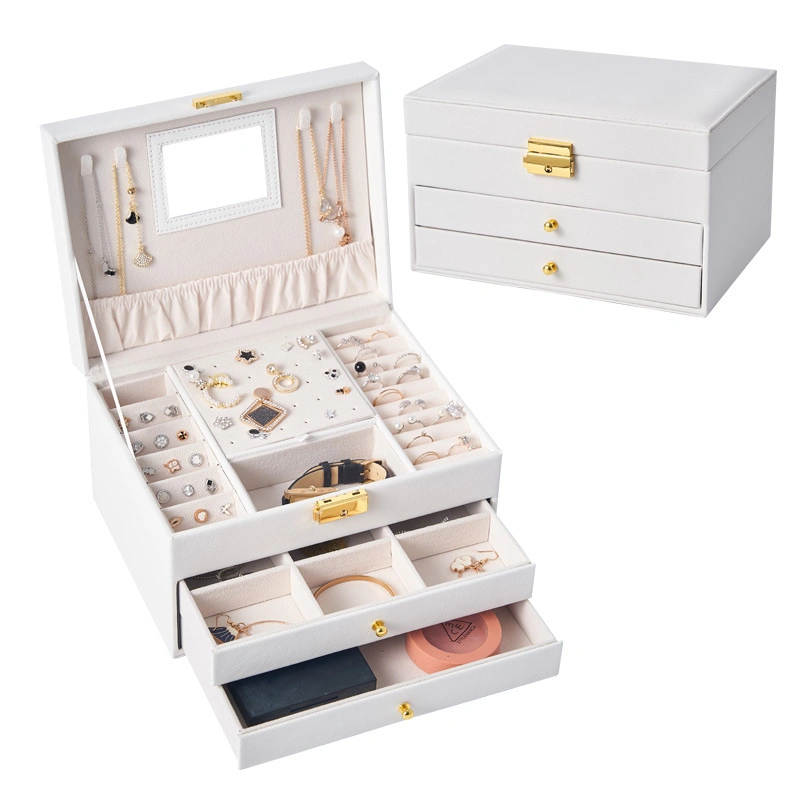 3 Layer Large Jewelry Storage Case for Necklace Earrings Ring