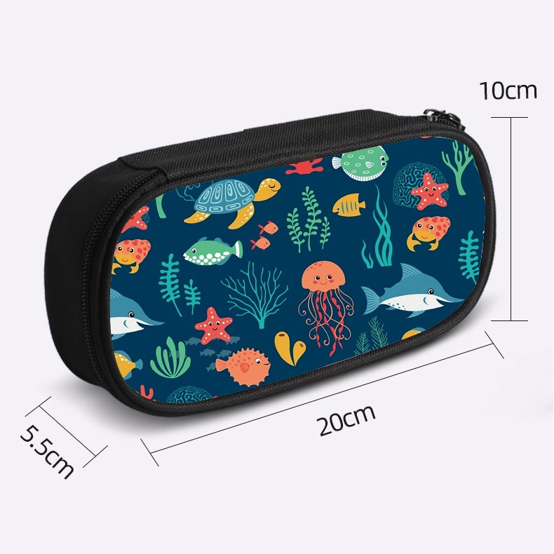 Personalized Single-Layer Zippered Pencil Case Cartoon Large Capacity Stationery Box for Student