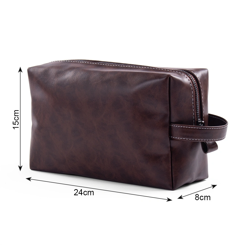 Portable Makeup Bag Travel Trip Daily Useful Crazy-Horse Leather PU Cosmetic Bag