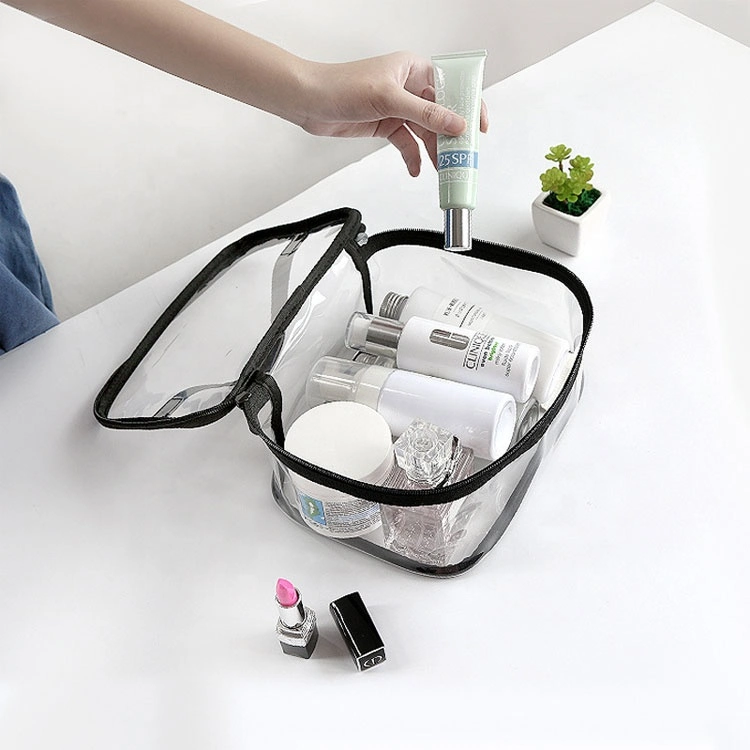 Transparent PVC Bath Cosmetic Bag Women Make up Case Travel Zipper Makeup