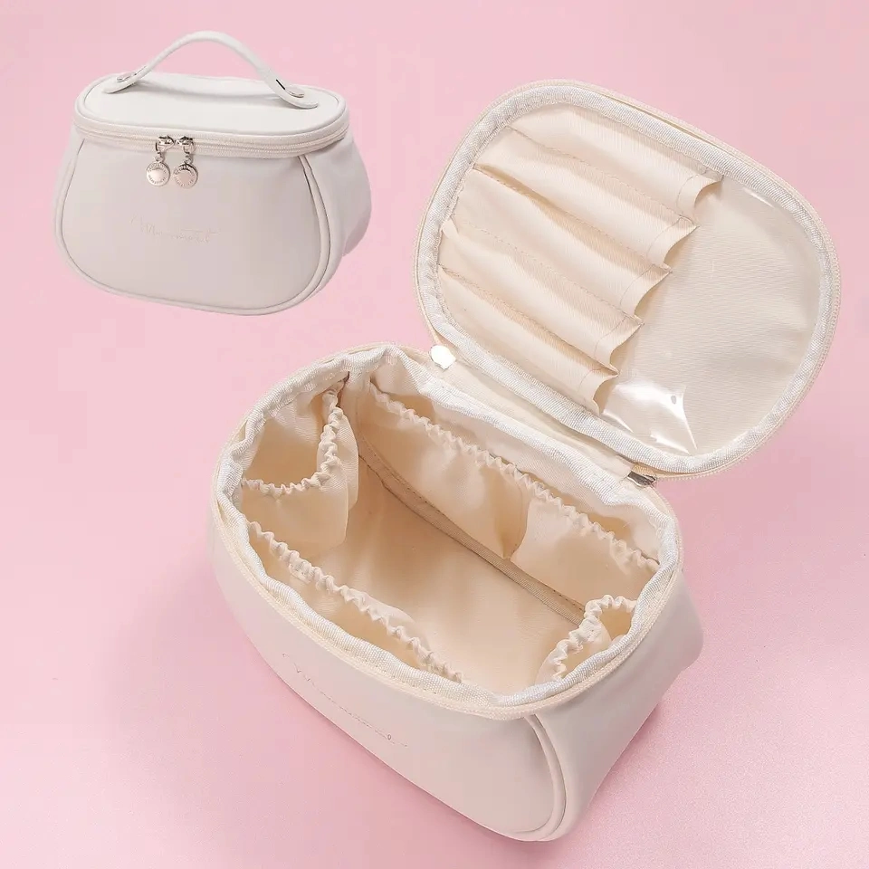 Large Capacity Customized Logo PU Leather Waterproof Makeup Organizer Case Make up Bag Cosmetic Bags for Ladies Women Travel