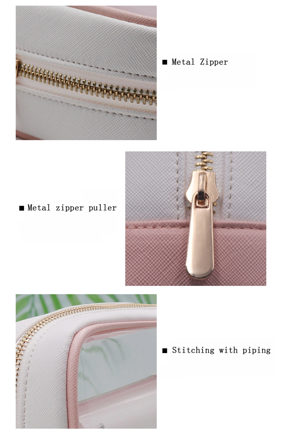 Logo Customize Travel Transparent Pink TPU Zip Cosmetic Bag Pouch Clear Make up Bags