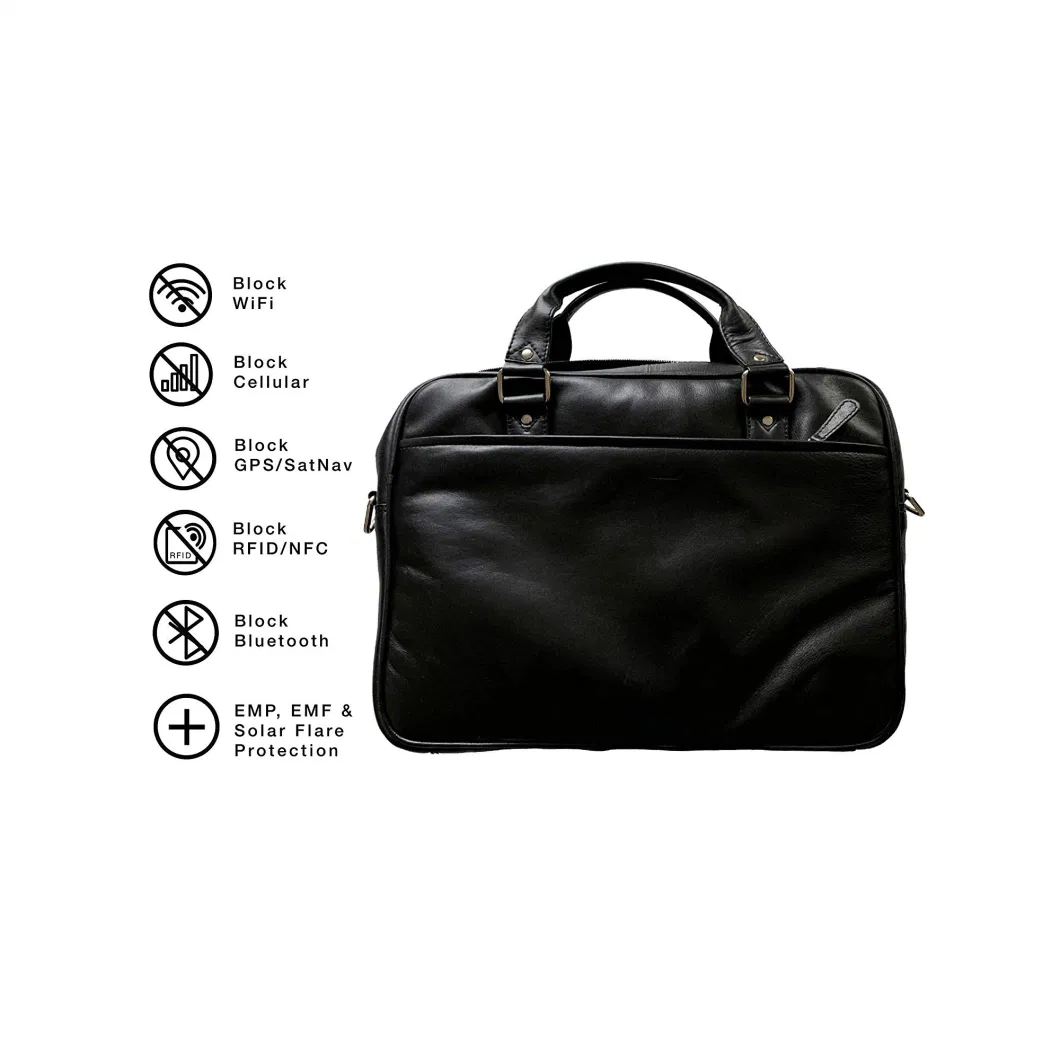 Genuine Leather Faraday Cage Briefcase-Instant Data Protection for Your Devices