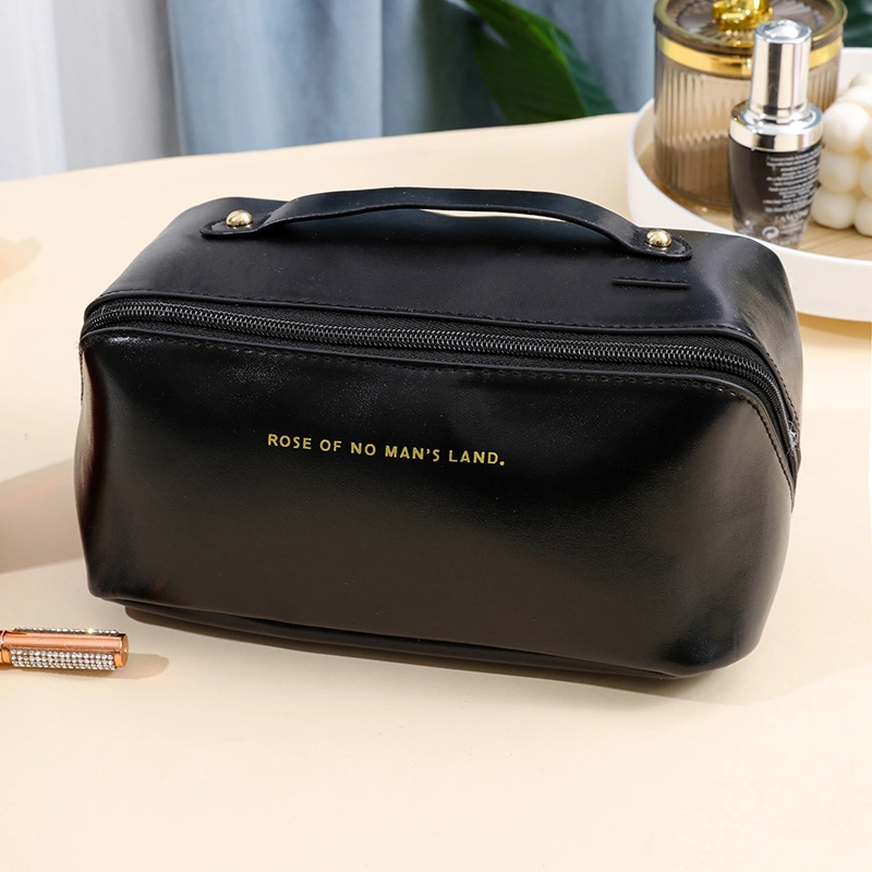 Custom Logo PU Leather Cosmetics Bags Plain Toiletry Makeup Bag Women