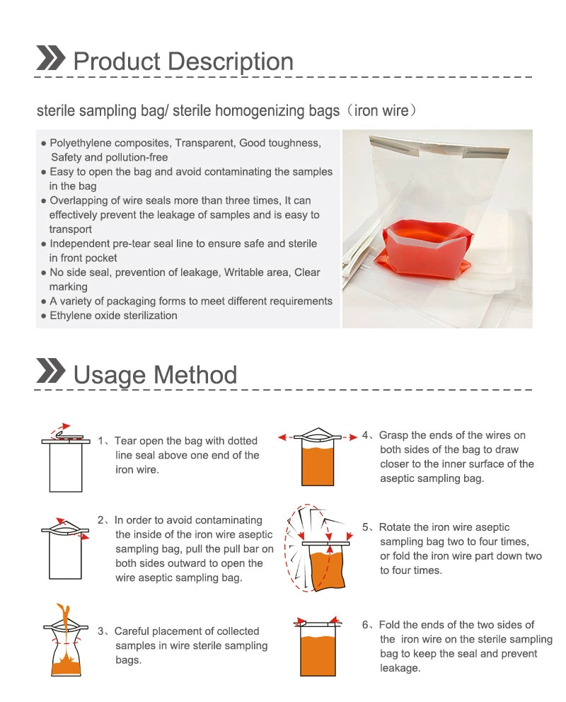 Screw Cap Water Sampling Bag Sterile Sample Bags 500ml PE Composite Sampling Bag with Sodium Thiosulfate Environmental Inspection Sampling Bag