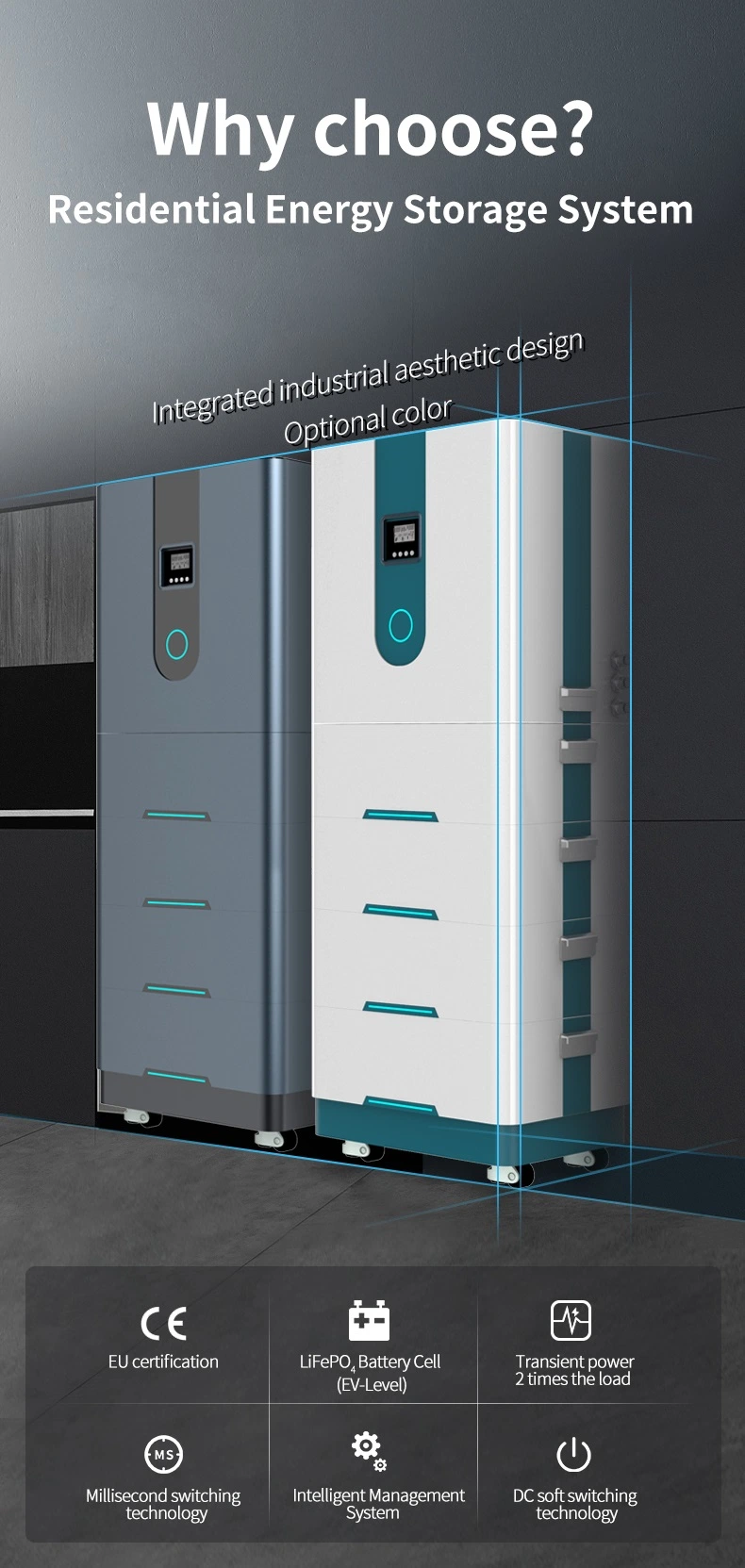 5kw 10kw Hybrid Inverter and Modular Cells Integrated Ess System Case Storage
