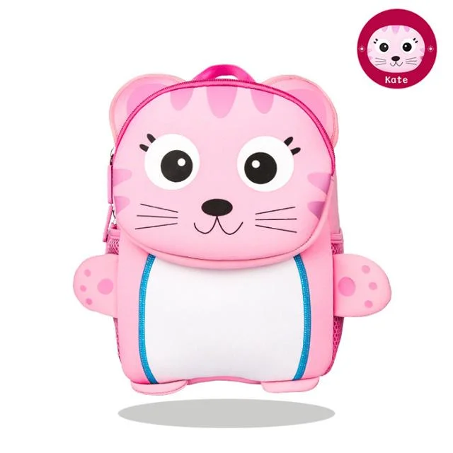 Neoprene Waterproof Children&prime; S School Bag Waterproof Kids Cartoon Animal Backpack School Backpack Kids Cute Mini Lunch Picnic Bag