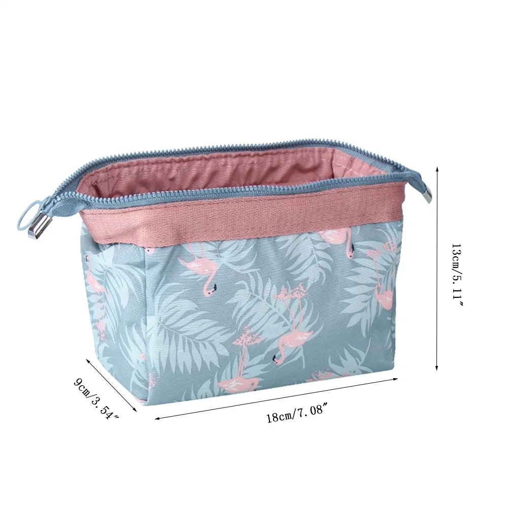 Waterproof Toiletry Cosmetic Makeup Bag Travel Light Blue Flamingo Brush Organizer Case Beauty Bag for Women