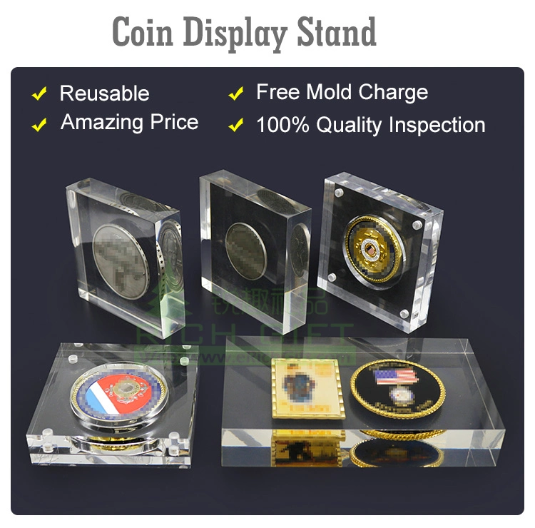 Coin Case Plastic Box Case/Souvenir Transparent Plstic Clear Acrylic Mini Challenge Coin Box for Silver Coin