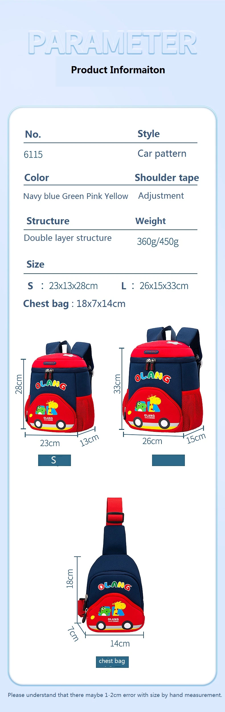 China Professional Nursery Kids Backpacks Wholesale Toddler Children School Bag for Girls and Boys