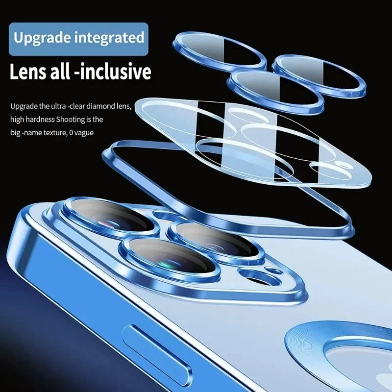 Magsafe Magnetic Attraction Charge Transparent Clear Camera Protector Phone Case for iPhone 11 12 Mini 13 PRO Max 14 Plus 15 Cover