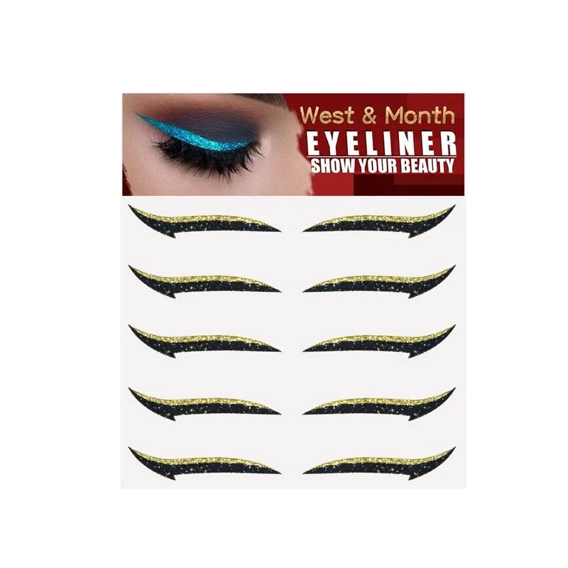 Art Makeup Sticker 5pairs Adhesive Eyeliner Sticker with Glitter