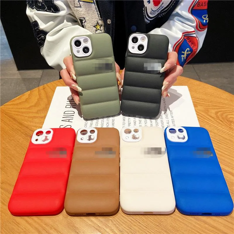 Ins Style North Cell Phone Cover Face Puffer Jacket Phone Case for iPhone 15