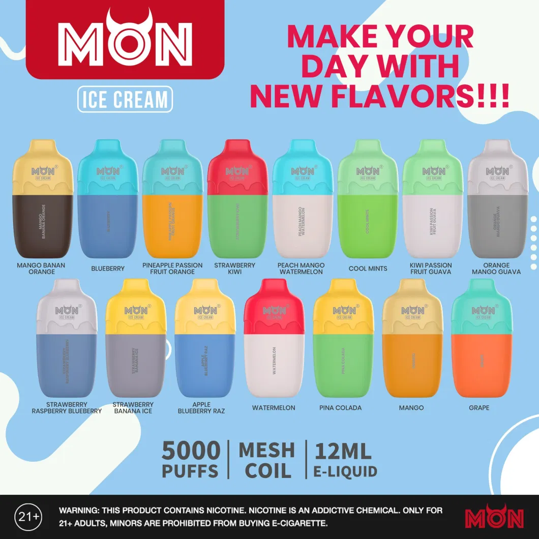 Monvaper/OEM / ODM Disposable Vape Factory E-Cigarette 600 Puffs/ 5000puffs/8000puffs/10000puffs/Closed Pod/Tpd/Mhra/FDA/Esma/CE/RoHS/Mon/Snus/Nicotine Pouches