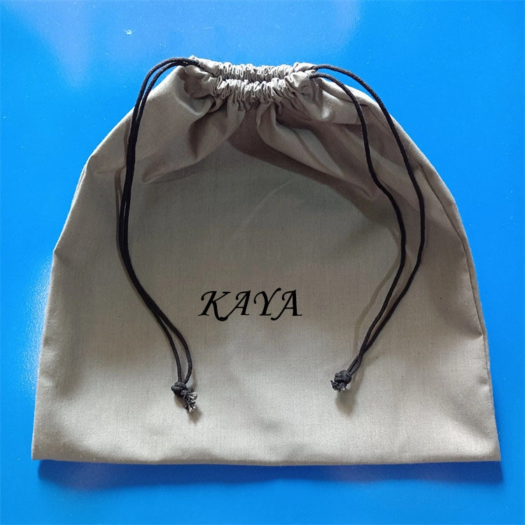Customized Logo Dual Color Gift Cotton Drawstring Pouch, 15X25cm