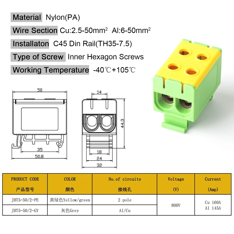 Electrical Jht5 Wire Termination Distribution Junction Box Connector Tb Terminal Block