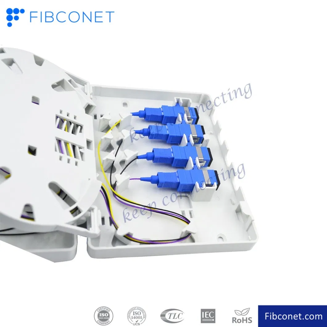 FTTH 4 Ports Fiber Optic Mini Terminal Box Fiber Distribution Wall Outlet Box