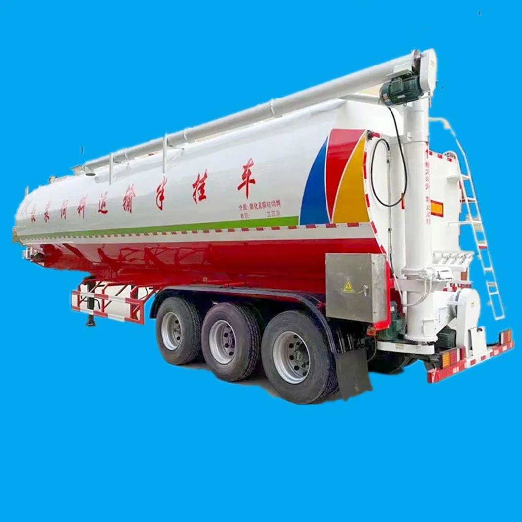 Tri Axles 60cbm Tank 33ton Bulk Feed Truck Semi-Trailer Hydraulic System for Livestock Chicken Duck Goose Feed Transport