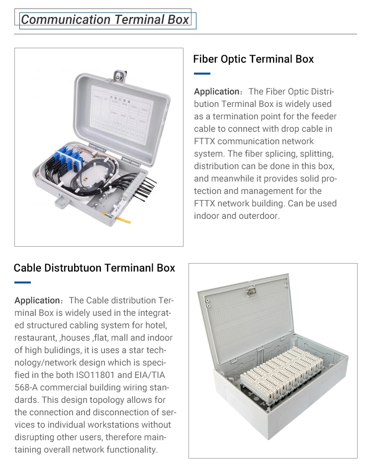 100 Pairs Copper Cabling System Telecom Distribution Box Indoor Telephone Cable Terminal Box with Stainless Back Mounting Frame