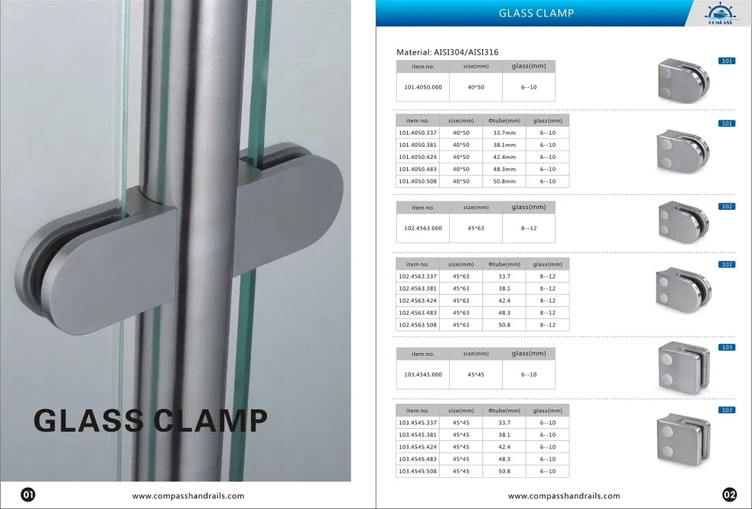 Square Banisters Glass Clip Stainless Steel Baluster Glass Hardware Clamp Stair Railing Glass Clips