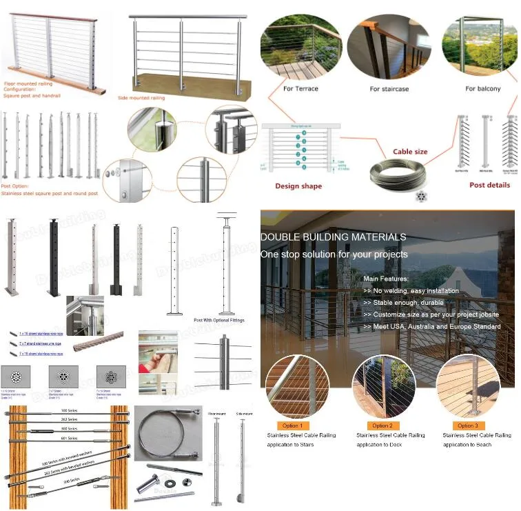 Factory Stainless Steel Cable Railing Hardware/Outdoor Wire Cable Railing System