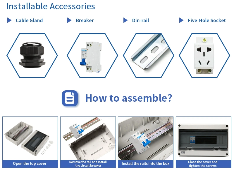 12 Way IP65 Waterproof Outdoor Terminal Connector Empty Plastic MCB Electrical Distribution Box