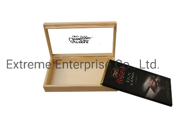 Unfinished Wooden Chocolate Bar Packing Box with Glass Window