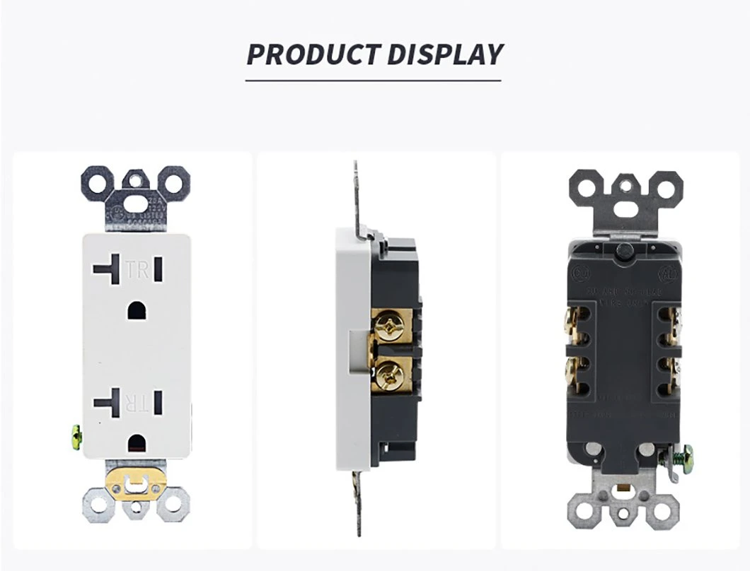 20A 125V 2 Gang Electrical Wall Socket Double Power Outlet for Us