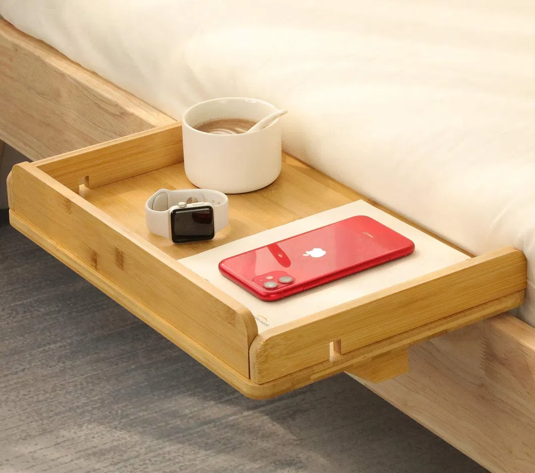 Bedside Shelf for Bed with Cable Management &amp; Cup Holder, Versatile Use as Snack Bedside Table, Tablet Holder, Easy Assemble Organizer for USB Cable