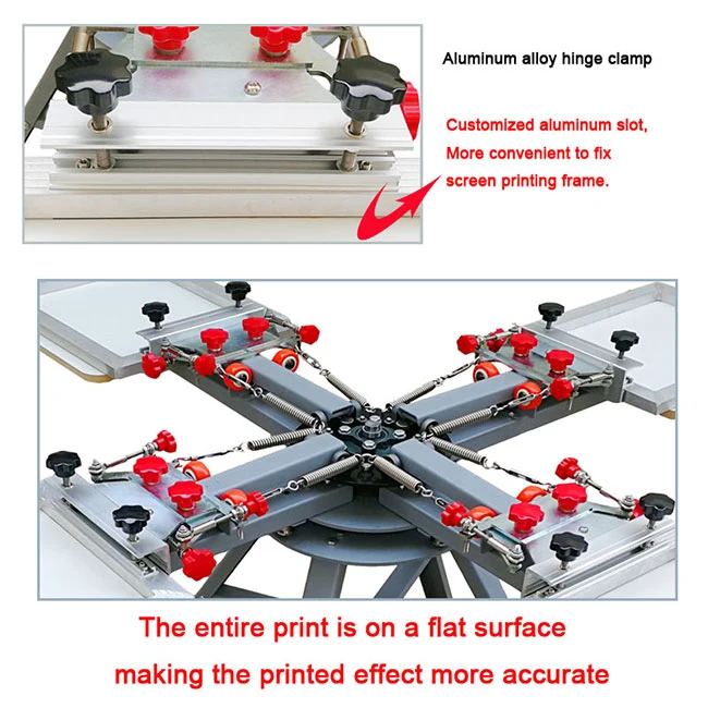 4 Color 4 Station Silk Screen Printing Press Machine with Micro Registration
