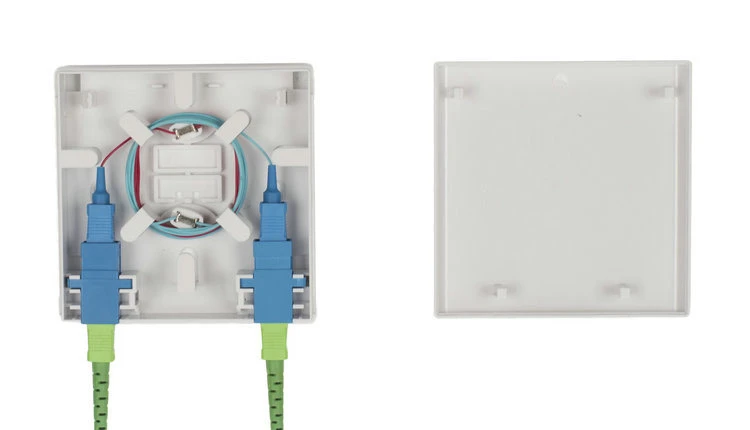 2 Port FTTH Indoor Wall Outlet 86*86*23mm Fiber Optic Terminal Box