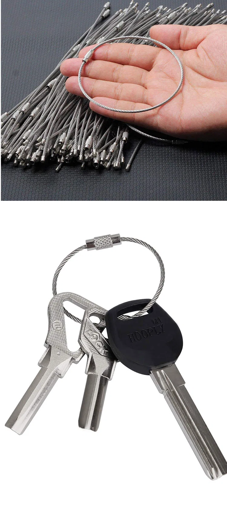 Sliver Color Stainless Steel Cable Wire Keychain Hardware