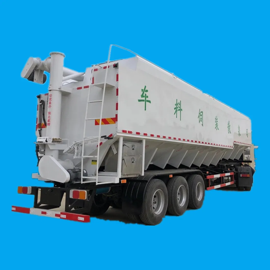 Tri Axles 60cbm Tank 33ton Bulk Feed Truck Semi-Trailer Hydraulic System for Livestock Chicken Duck Goose Feed Transport