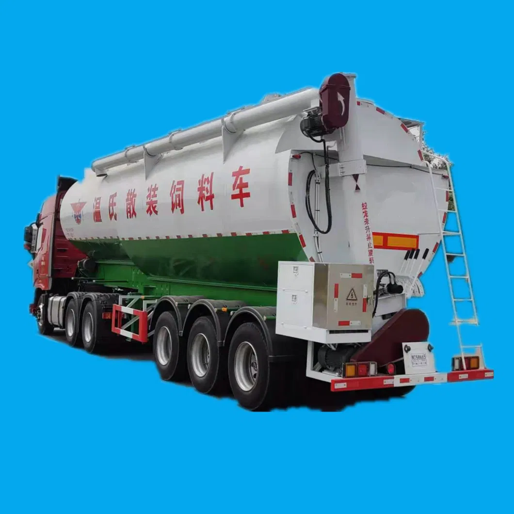 Tri Axles 60cbm Tank 33ton Bulk Feed Truck Semi-Trailer Hydraulic System for Livestock Chicken Duck Goose Feed Transport